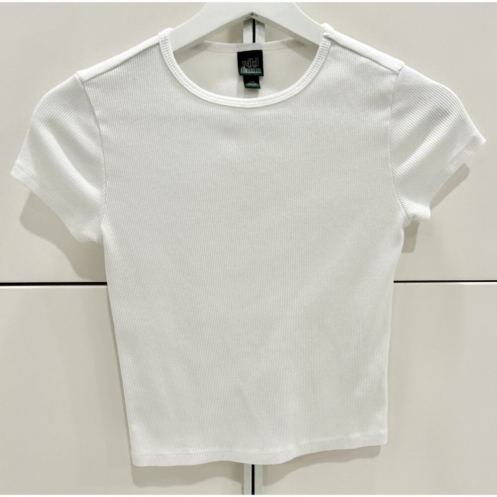 Wild Fable White Ribbed Short Sleeve Baby Tee Crop Top T-Shirt XXS Target EUC
